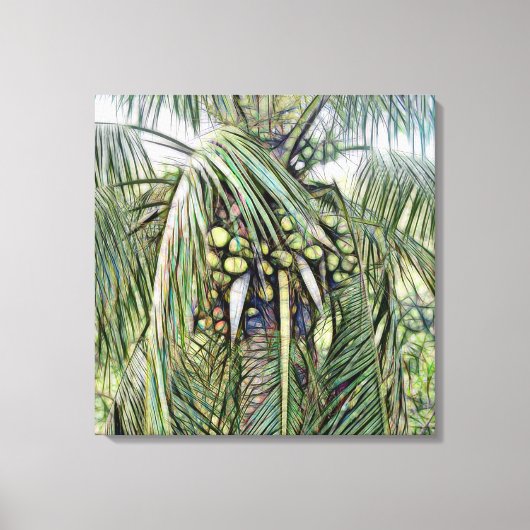 Toile Palm Tree Feuille Tropical Greenery Caraïbes (Recto)