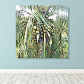 Toile Palm Tree Feuille Tropical Greenery Caraïbes (Insitu (Plancher de Bois))