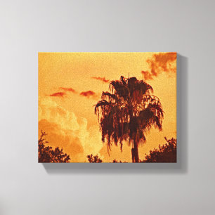 Toile Palm Tree Golden Hour Stretted Canvas Print