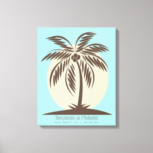 Toile Palm Tree Guest Book Canvas - 50 Espaces (Recto)