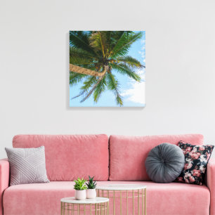 Toile Palmier à noix de coco tropical sous un ciel bleu