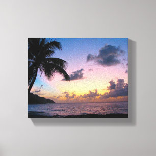 Toile Palmier dans le coucher du soleil