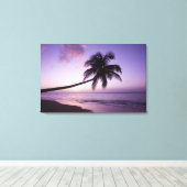 Toile Palmier solitaire au coucher du soleil, plage de C (Insitu (Plancher de Bois))