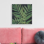 Toile Palmier Vert Feuille Gold Strokes Gris Design (Insitu(Salon))