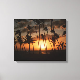 Toile Palmiers au coucher du soleil