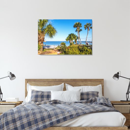 Toile Palmiers Bayside Matin Canvas Imprimer (Insitu(Chambre))