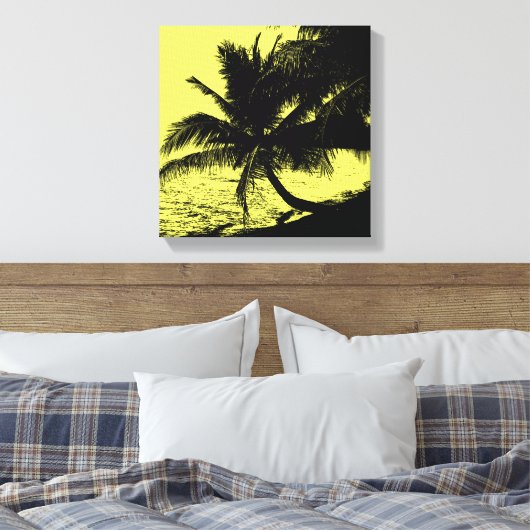 Toile Palmiers et eau - Jaune (Insitu(Chambre))