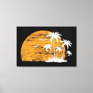 Toile Palmiers et oiseaux tropicaux