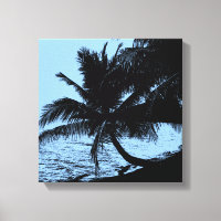 Palmiers, plage et mer - Bleu