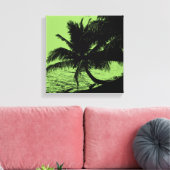 Toile Palmiers, Plage et Mer - Vert (Insitu(Salon))