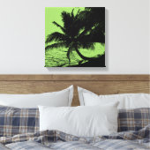 Toile Palmiers, Plage et Mer - Vert (Insitu(Chambre))