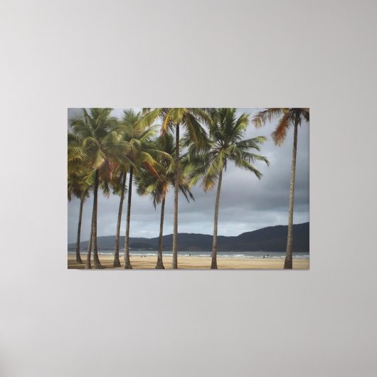 Toile Palmiers sur la plage Gonzaga, Santos, Brésil (Recto)