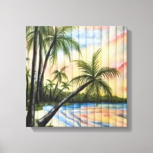 TOILE PALMIERS TROPICAUX AVEUGLES DE PLAGE