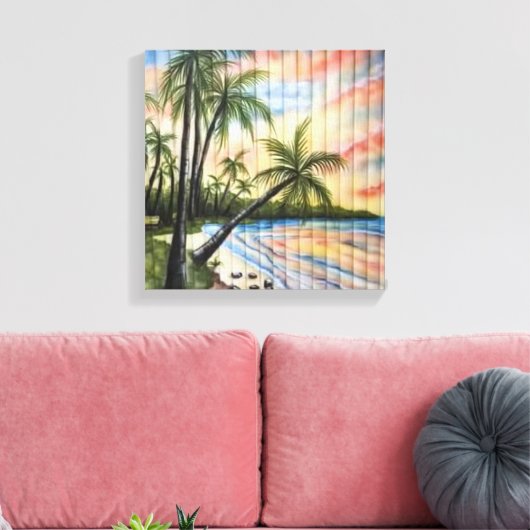 TOILE PALMIERS TROPICAUX AVEUGLES DE PLAGE (Insitu(Salon))