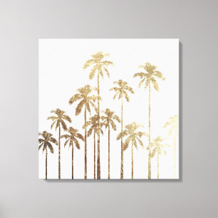 Toile Palmiers tropicaux d'or fascinant sur le blanc