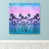 Toile Palmiers violets turquoise (Insitu (Plancher de Bois))