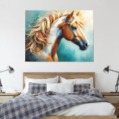 Toile Palomino Peinture Mustang Portrait (Insitu(Chambre))