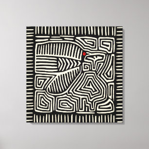 Toile Panama Kuna Indian Mola Pajaro - noir blanc