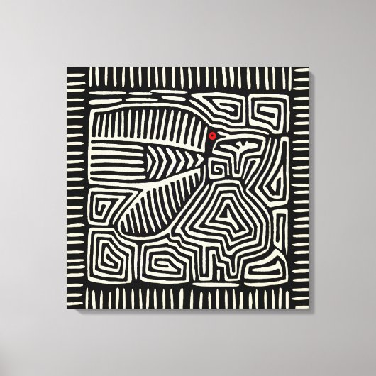 Toile Panama Kuna Indian Mola Pajaro - noir blanc (Recto)