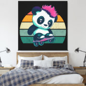 Toile Panda bébé mignonne avec mohawk | Panda de patinag (Insitu(Chambre))