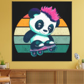 Toile Panda bébé mignonne avec mohawk | Panda de patinag (Insitu(Salon))
