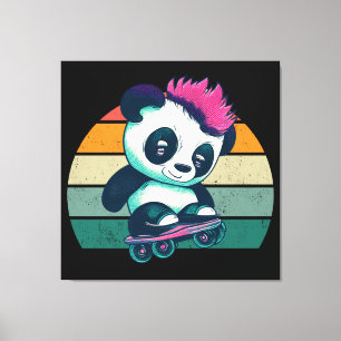 Toile Panda bébé mignonne avec mohawk Panda de patinag