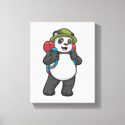 Toile Panda comme randonneur avec sac à dos (Recto)