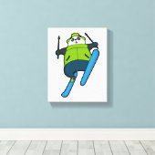 Toile Panda comme Saut à ski avec Ski (Insitu (Plancher de Bois))
