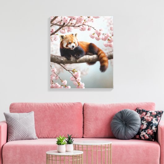 Toile Panda roux dans un cerisier (Insitu(Salon))