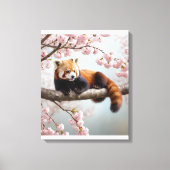 Toile Panda roux dans un cerisier (Recto)