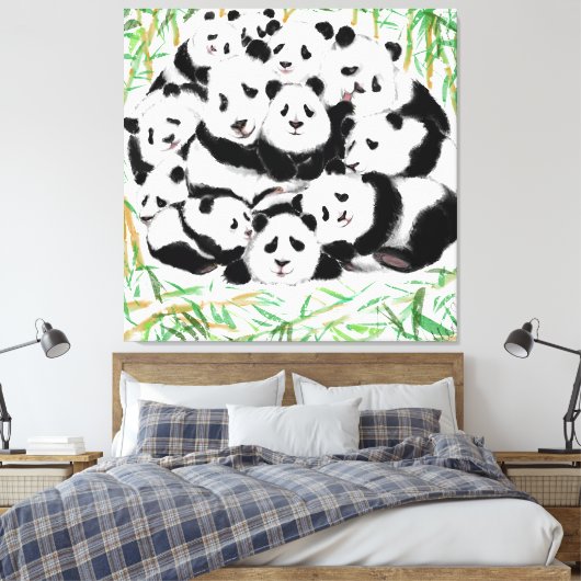 Toile Pandas Family Canvas Print - Peinture (Insitu(Chambre))