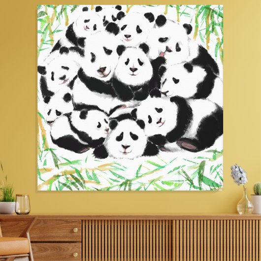 Toile Pandas Family Canvas Print - Peinture (Insitu(Salon))