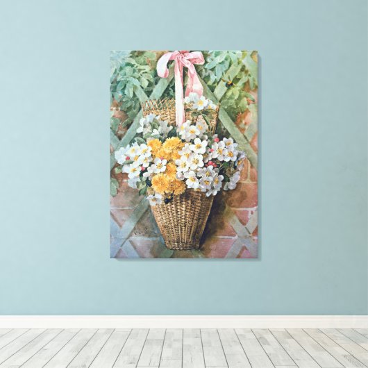 Toile Panier de fleurs de Paul de Longpre (Insitu (Plancher de Bois))