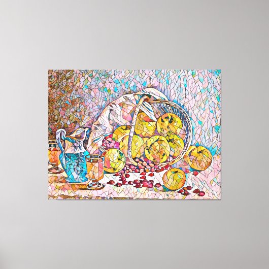 Toile Panier de fruits Pitcher nourriture encore vie art (Recto)