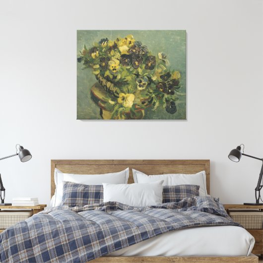 Toile Panier de Pansies Van Gogh sur une petite table (Insitu(Chambre))