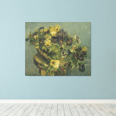 Toile Panier de Pansies Van Gogh sur une petite table (Insitu (Plancher de Bois))