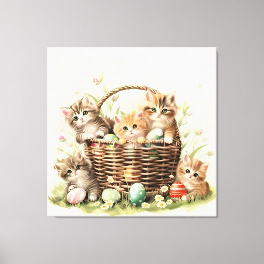 Toile Panier de Pâques de Chatte-Printemps (Recto)