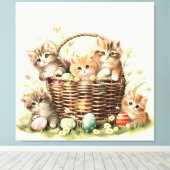 Toile Panier de Pâques de Chatte-Printemps (Insitu (Plancher de Bois))