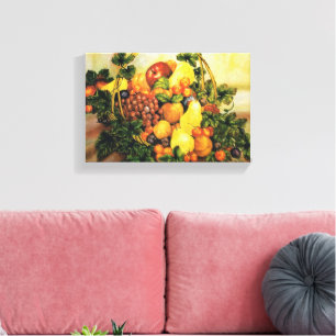 Toile Panier de peinture à l'aquarelle de fruits