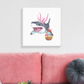 Toile Panier d'oeufs au lapin de Pâques mignon requin or (Insitu(Salon))