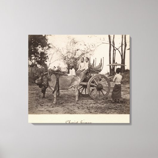 Toile Panier tiré par deux boeufs à Mandalay, Birmanie (Recto)