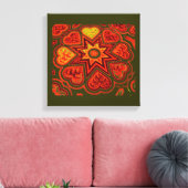Toile Panneau "Cœurs Pleins d'Amour" (Rustiques)(Orange) (Insitu(Salon))