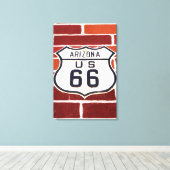 Toile Panneau de la route 66 sur brique (Insitu (Plancher de Bois))