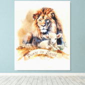 Toile Panneau de Noël Lion et Agneau (Insitu (Plancher de Bois))