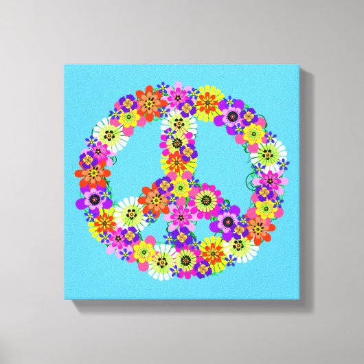 Toile Panneau de paix Floral sur Sky Blue (Recto)