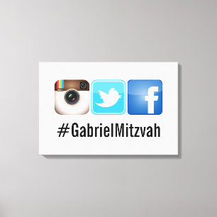 Toile Panneau de photos de fête Hashtag PixDezines