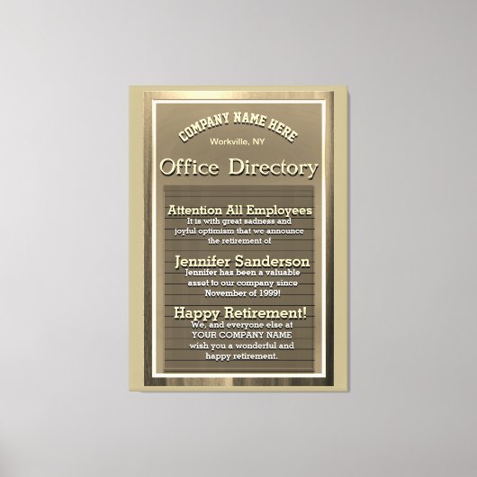 Toile Panneau de retrait Vintage or personnalisé (Recto)