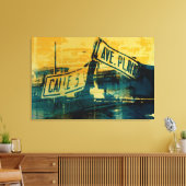 Toile Panneau de rue vert et jaune (Insitu(Salon))