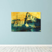 Toile Panneau de rue vert et jaune (Insitu (Plancher de Bois))