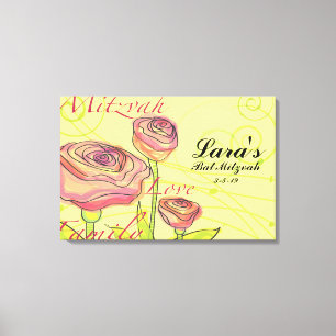 Toile Panneau de signature de Bat Mitzvah ROSES TRANSPAR